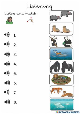 Wild animals lsiten and match