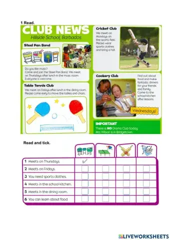 Extracurricular activities at school