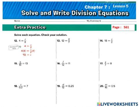 Division equation