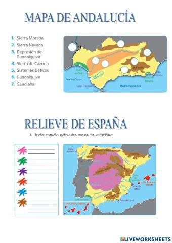 Relieve de España y Andalucía