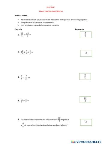 Fracciones homogeneas