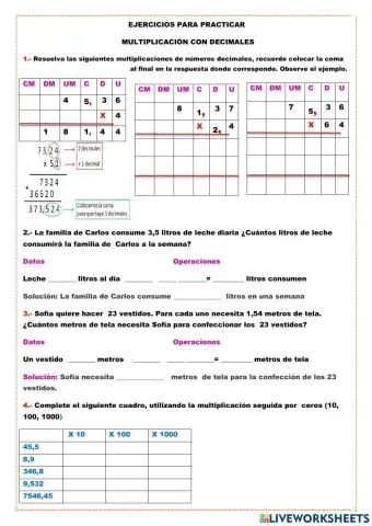 Multiplicaciones con decimales