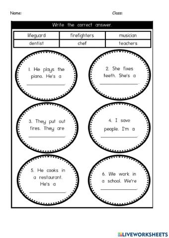 English Year 3: people at work