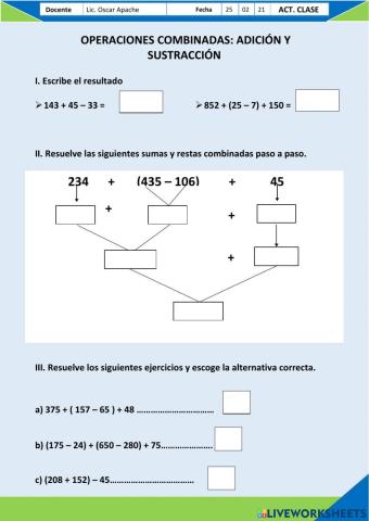 Operaciones con Números naturales