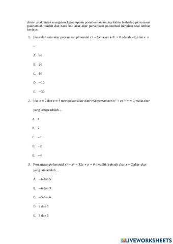 Latihan polinomial online