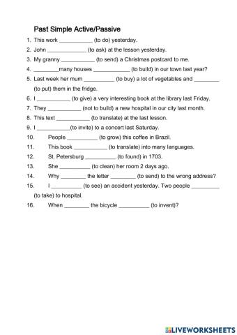 Past Simple Active-Passive