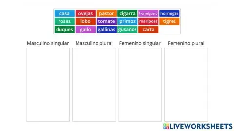 Género y número de sustantivos