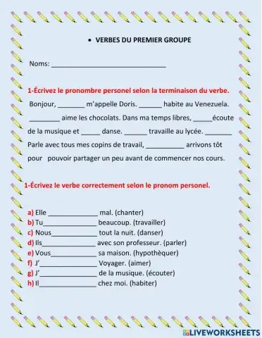 Verbes du premier groupe