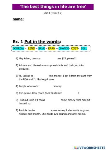 Own It 2 vocabulary unit 4