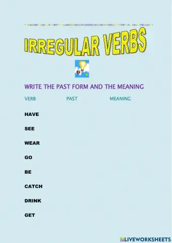 IRREGULAR VERBS  GRADE 4