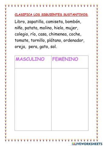 El género de los sustantivos