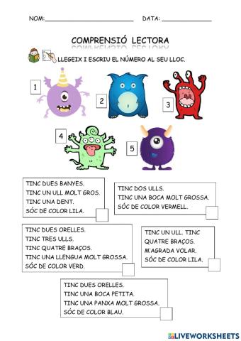 Comprenió lectora. Monstres. ADAPTACIÓ