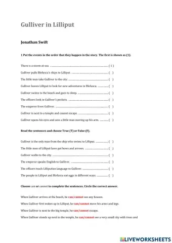 GULLIVER IN LILIPUT -  jonathan swift