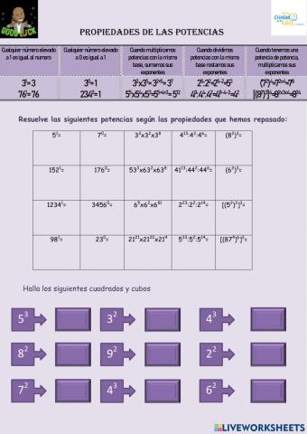 Propiedades potencias