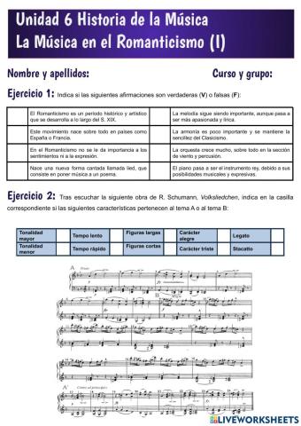 Unidad 6 La música en el Romanticismo