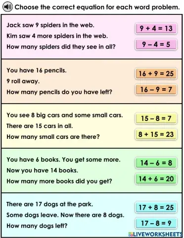 Word Problems within 20