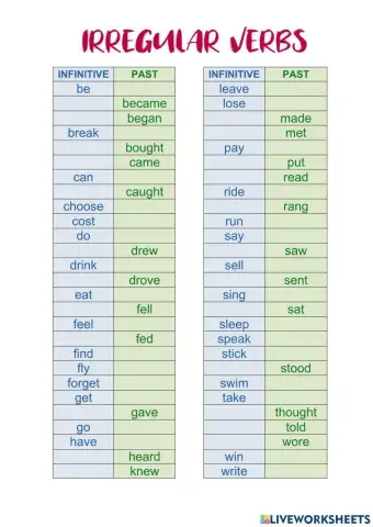 Past simple - Irregular Verbs