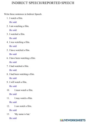 Indirect Speech - Reported Speech