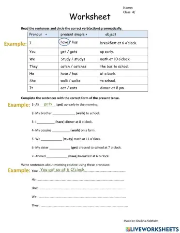 Subject verb agreement - present tense
