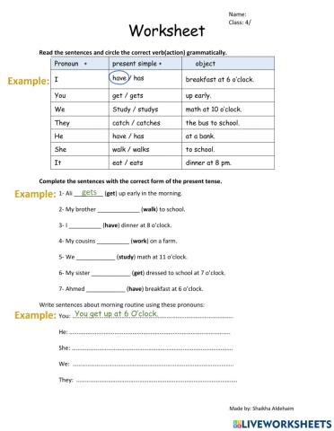 Subject verb agreement - present tense
