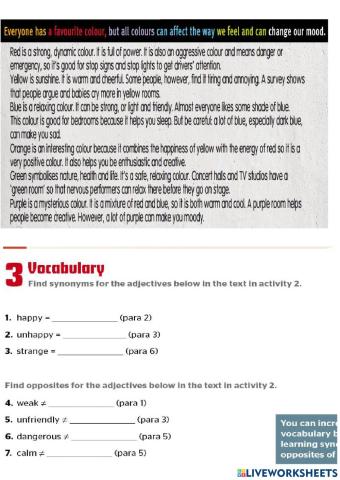 Reading comprehension: people's personality