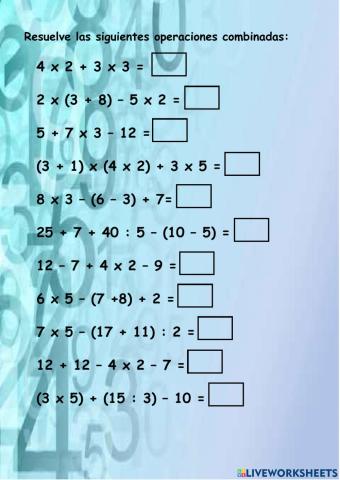 Operaciones combinadas