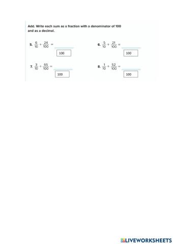 Add tenths and hundredths