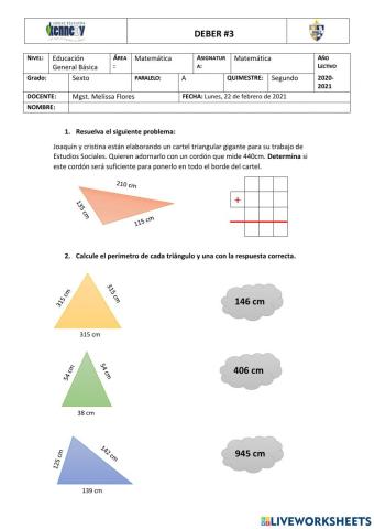 Perímetro de triángulos