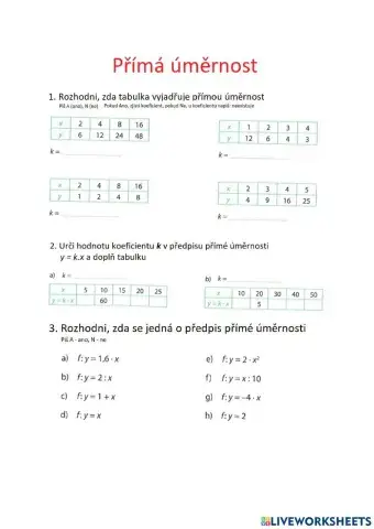 Přímá úměrnosti