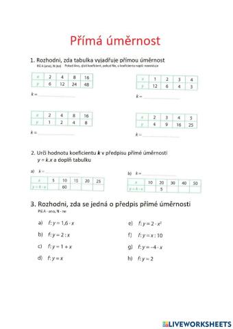 Přímá úměrnosti