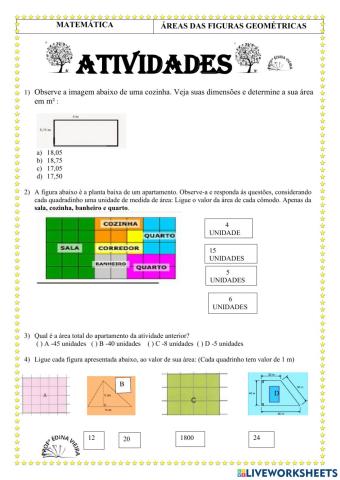 Áreas das figuras geométricas