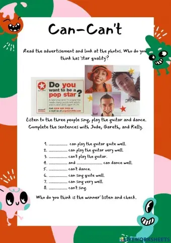 Can Can't Listening Activity