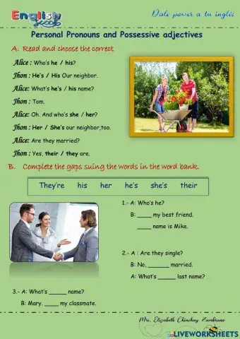 Personal Pronouns and possessive adjectives