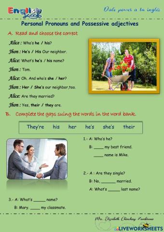 Personal Pronouns and possessive adjectives
