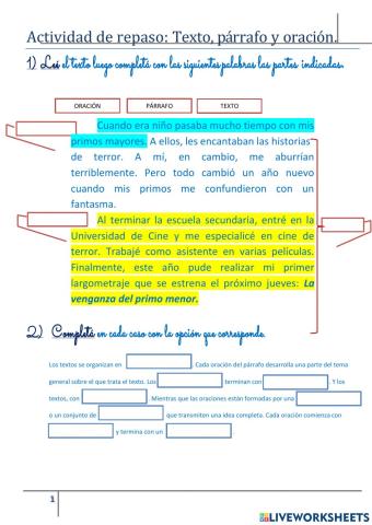 Texto, párrafo y oración