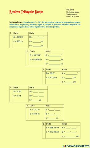 Resolver Triángulos Rectos