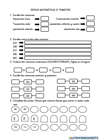 Repaso matemáticas 2º trimestre