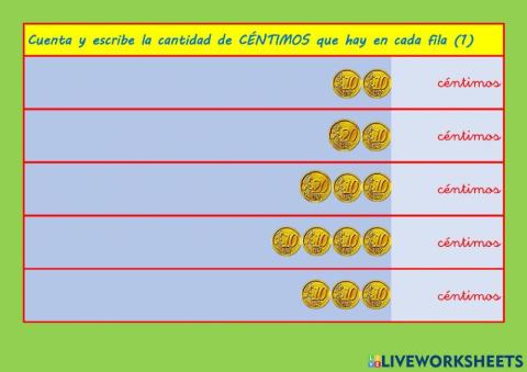 Cuento dinero con monedas de 10, 20 y 50 céntimos.(1)