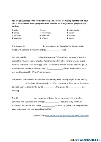 A film review of Titanic