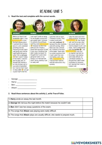 Reading sexto unit 5