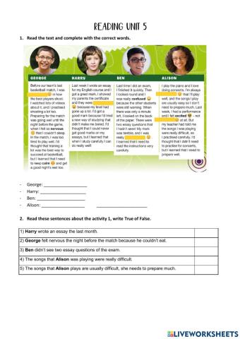 Reading sexto unit 5