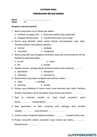 Perubahan Wujud Benda