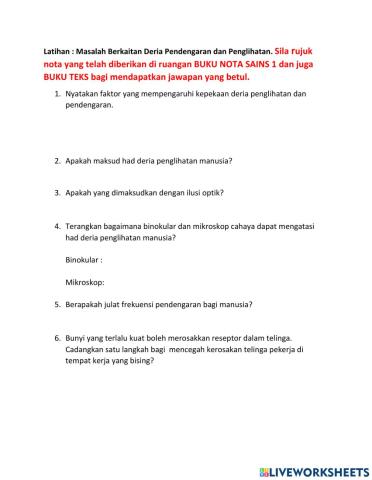 Masalah Deria Penglihatan dan Pendengaran