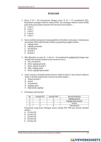 Soal uh kimia 1 genap kelas x ipa