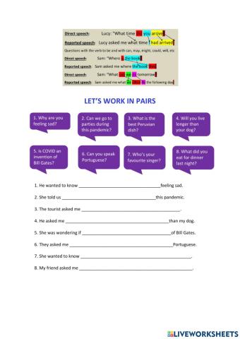 Reported speech questions