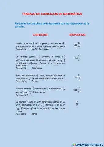 Operaciones con fracciones