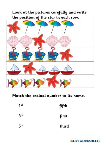 Ordinal Numbers 1-5
