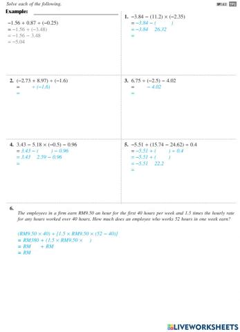 Positive and negative decimals