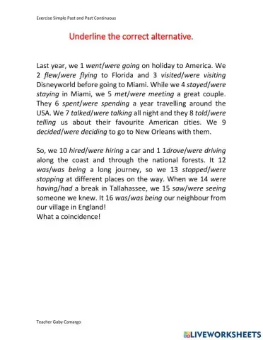 Past Simple and Past Progressive