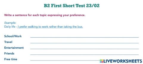 B2 First Short Test 23-02